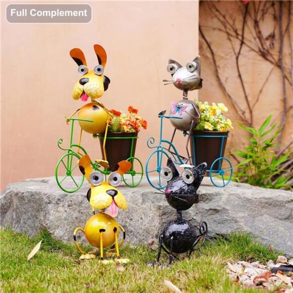 Black Cat Metal Yard Art Statue Light, Garden Black Cat Statue Light Decor - Picture 5 of 6